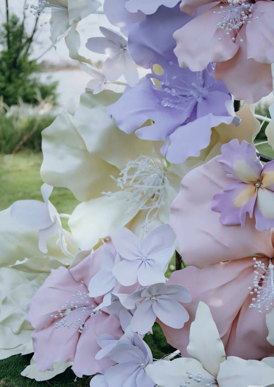 Handcrafted Pastel Garden Giant Flower Backdrop - Ethereal Altar Decor & Luxury Event Display