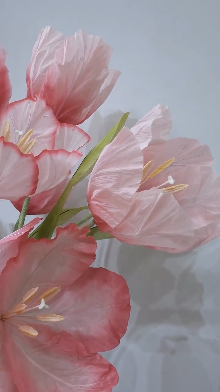 Giant Hand-Painted Silk Tulip Bouquet | Oversized Standing Tulip Decor for Wedding Backdrops & Luxury Window Displays